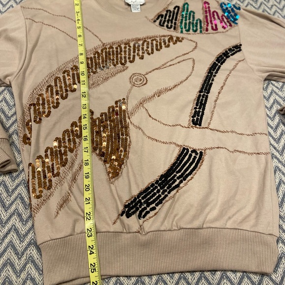 Vintage Stephanie Embellished Sequin Sweatshirt – Size M – Made in Hong Kong - Picture 5 of 6